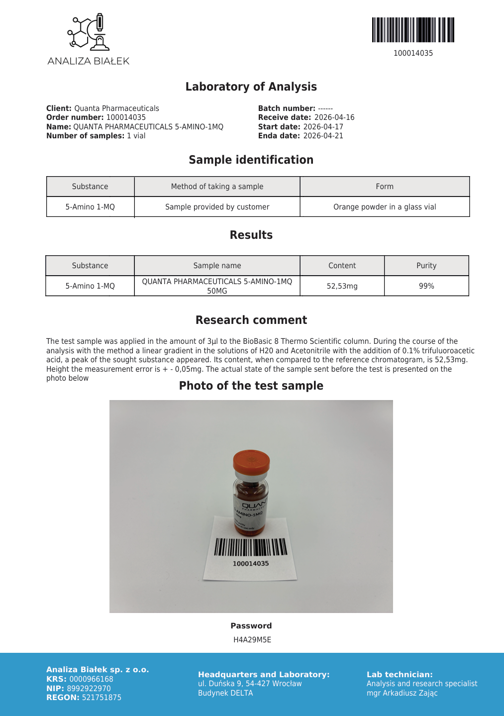 Quanta Pharma 5-Amino-1mq - Image 2