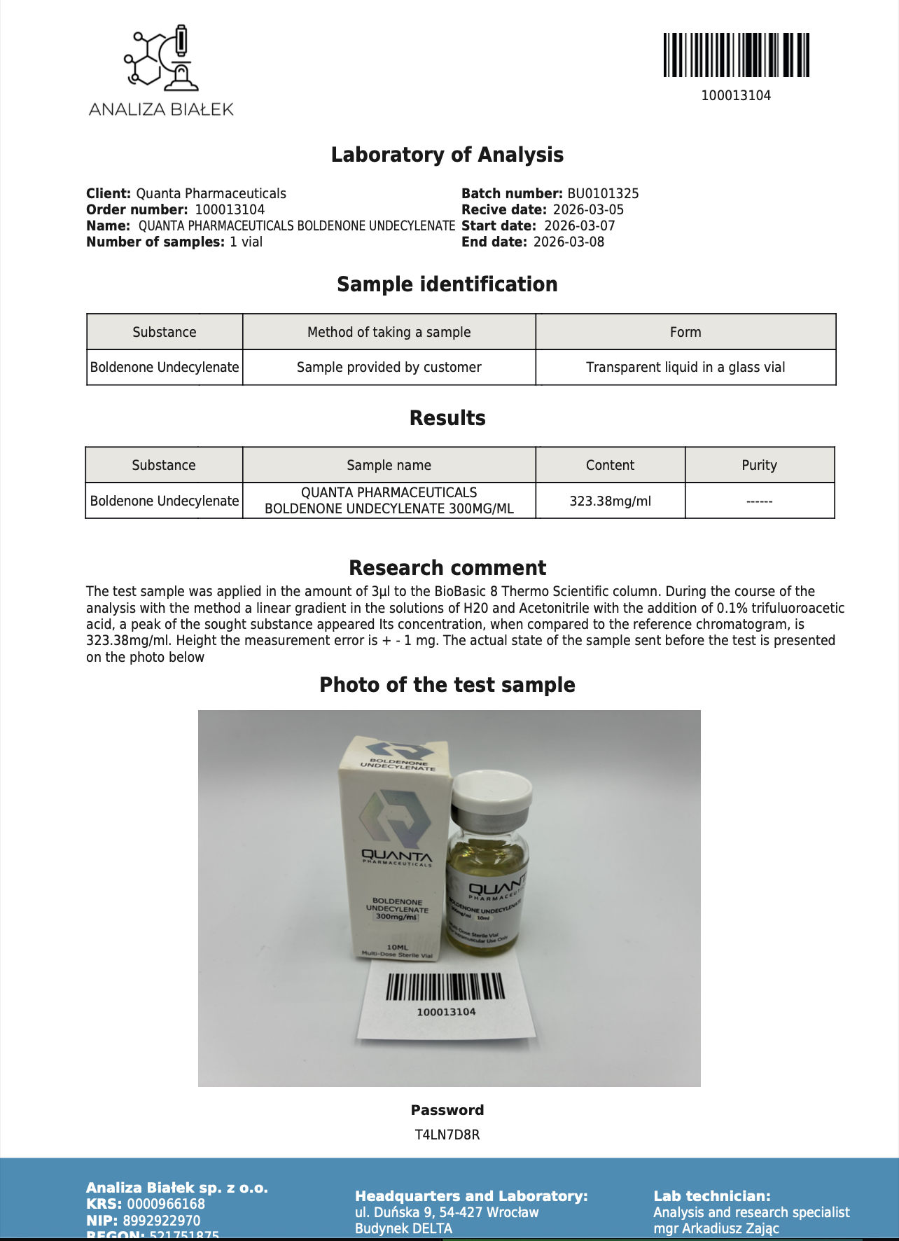 Quanta Pharma Boldenone Undecylenate (EQ) - Image 2