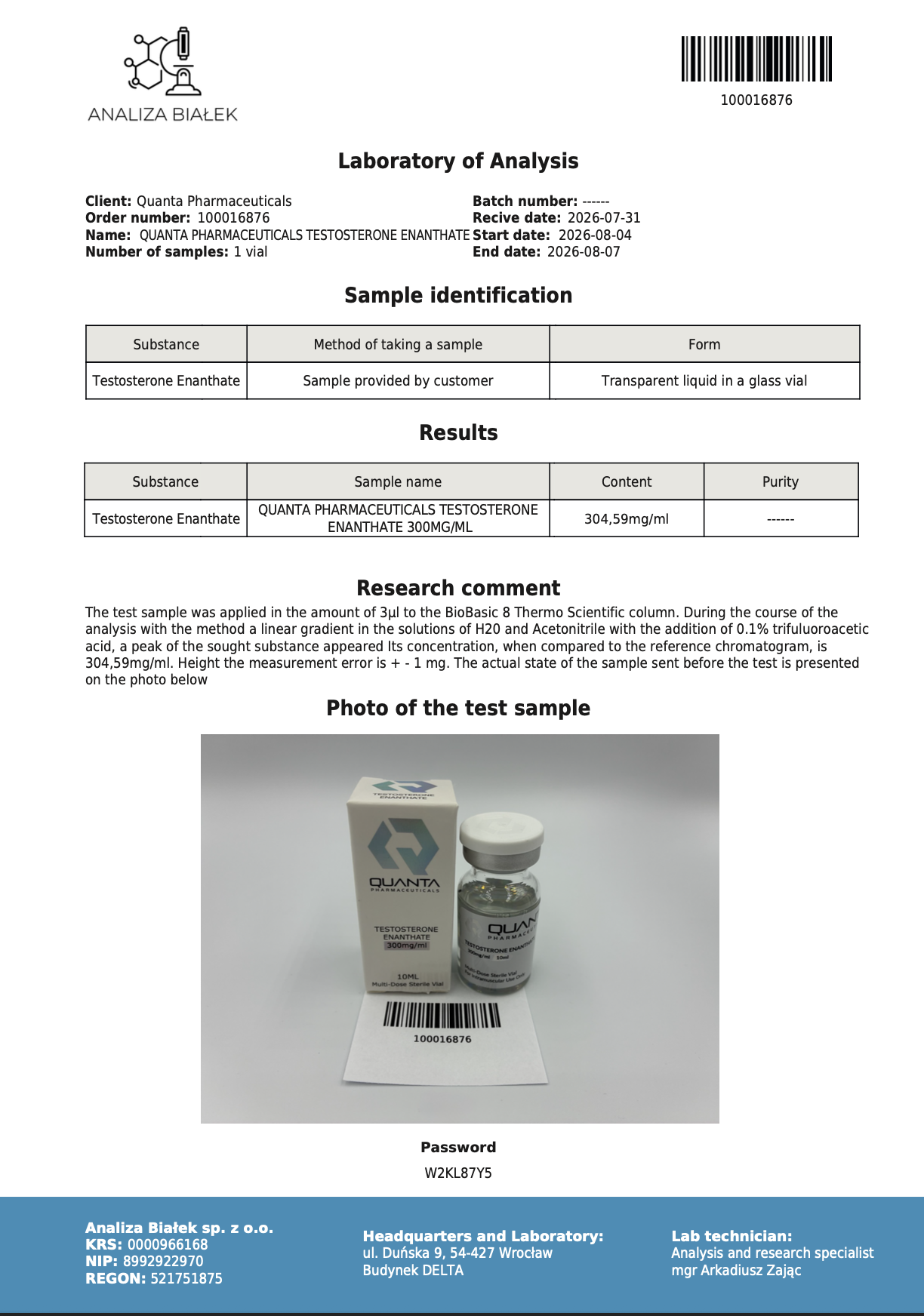 Quanta Pharma Testosterone Enanthate - Image 2