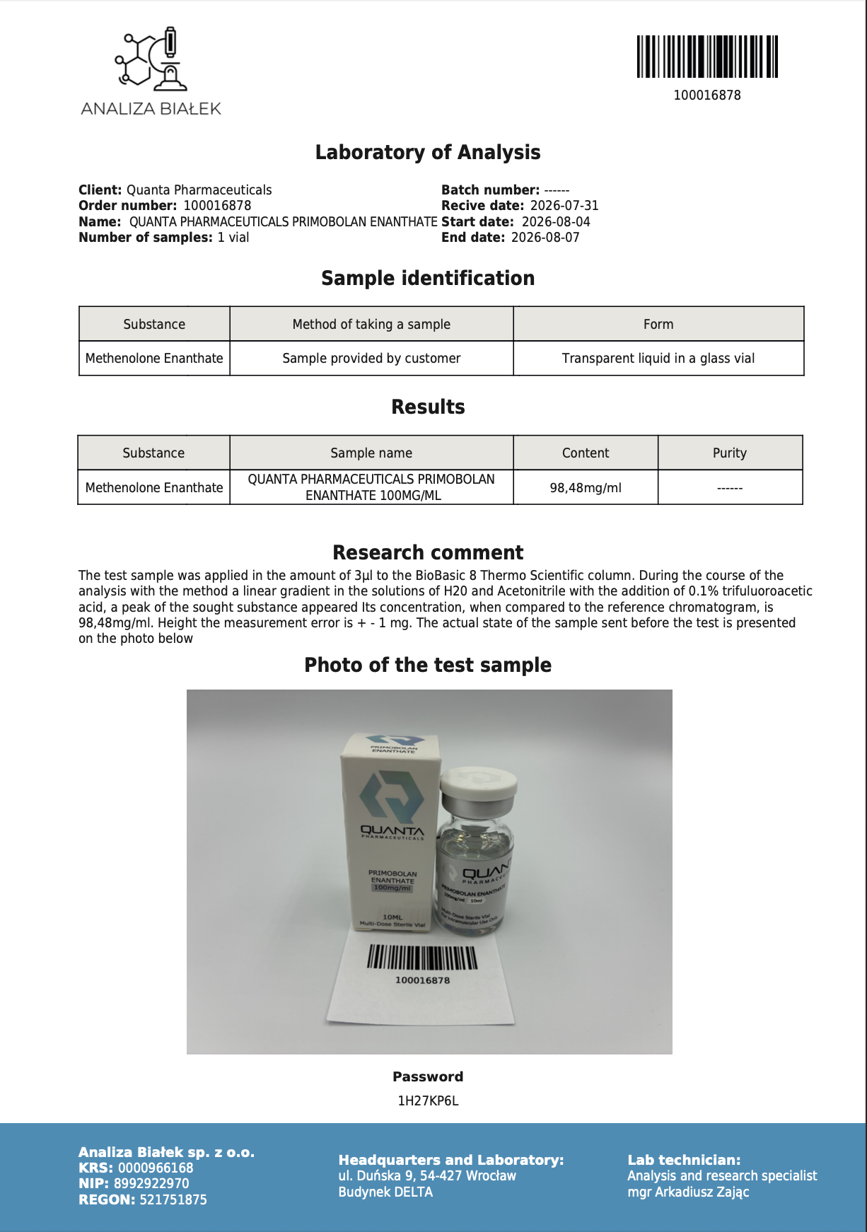 Quanta Pharma Primobolan 100mg - Image 2
