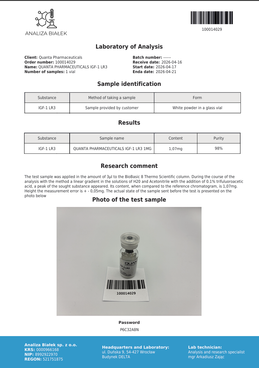 Quanta Pharma IGF-1 LR3 1mg - Image 2